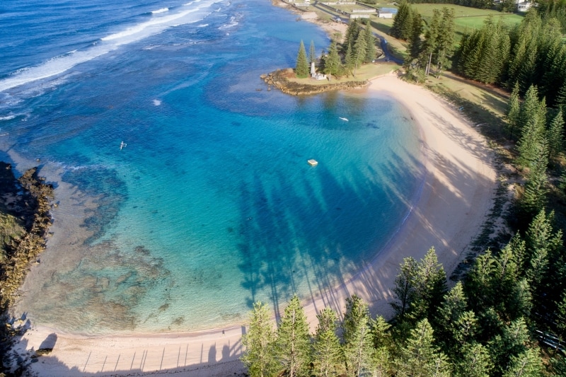Aerial shot of Emily Bay on Norfolk Island © Rose Evans (Norfolk Island Tourism) Aerial shot of Emily Bay on Norfolk Island © Rose Evans (Norfolk Island Tourism)